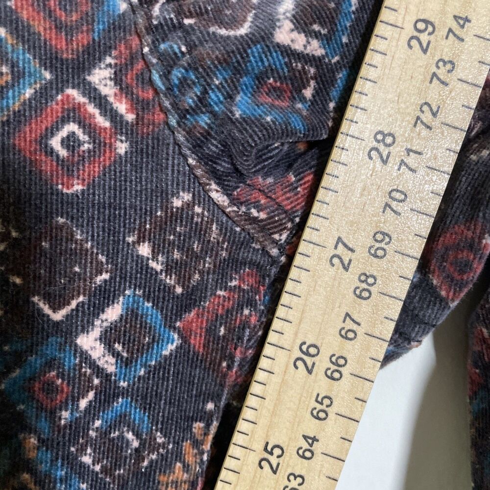 Anthropologie Pilcro HiRise Skinny Pant Women 31 Rust Tribal Corduroy Button Fly - Picture 6 of 8